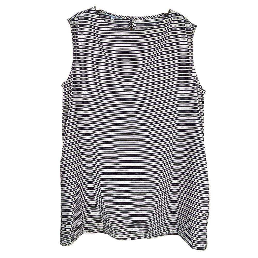 Bryn Walker Striped Sleeveless Tunic Size M Black Tan Minimalist new With Tags